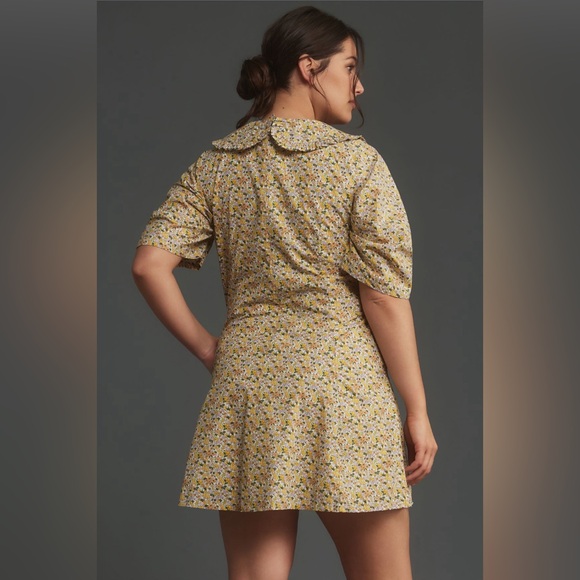 ✨ Anthropologie Short-Sleeve Collared Printed Mini Dress Sz 8 - Picture 5 of 8